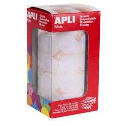 (11905) APLI GOMETS REDONDOS 20MM ROLLO BLANCOS