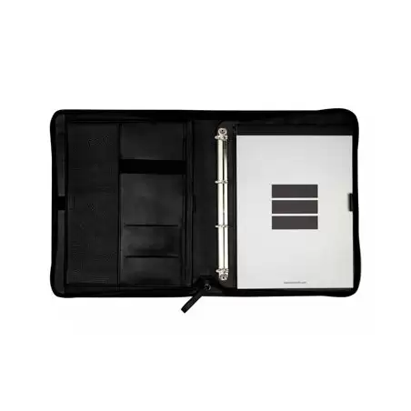 (5090260) FINOCAM PORTADOCUMENTOS ANDREA CREMALLERA CON ANILLAS A4 PIEL NEGRO