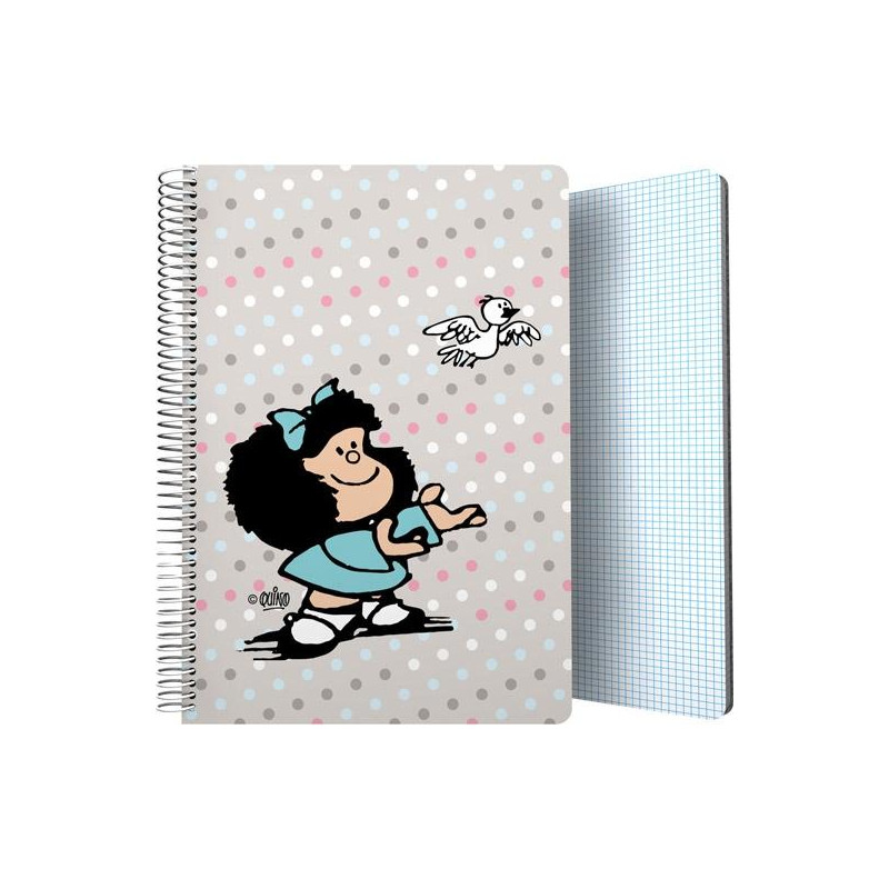 (16502226) GRAFOPLÁS CUADERNO ESPIRAL FOLIO 80H 4X4MM 90GR TAPA PP MAFALDA BIRD