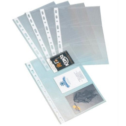 (03802000) GRAFOPLÁS FUNDAS PORTATARJETAS 1/4 LOMO REFORZADO 11 TALADROS PP TRANSPARENTE BOLSA 10 UD