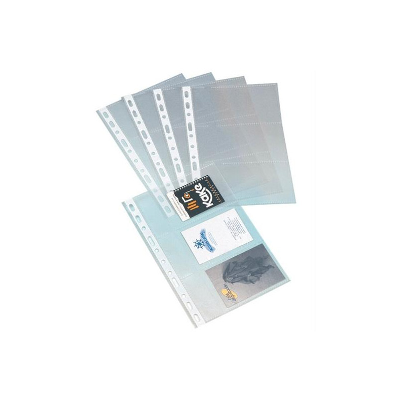 (03802000) GRAFOPLÁS FUNDAS PORTATARJETAS 1/4 LOMO REFORZADO 11 TALADROS PP TRANSPARENTE BOLSA 10 UD
