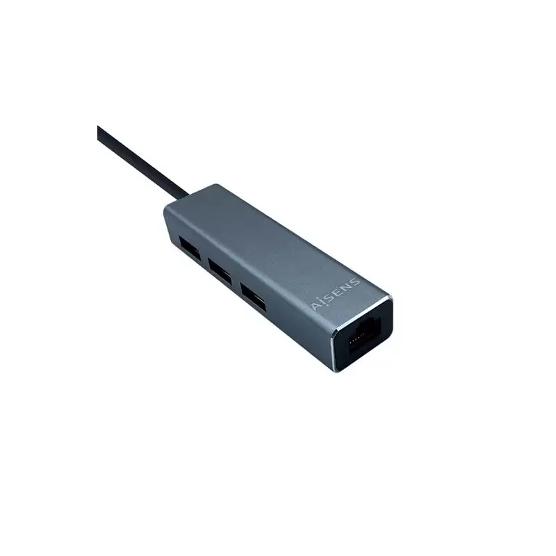 (A106-0401) AISENS CONVERSOR USB 3.0 A ETHERNET GIGABIT 10/100/1000 MBPS + HUB 3XUSB3.0 GRIS 15CM