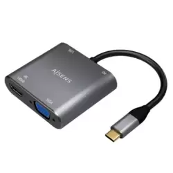 (A109-0626) AISENS CONVERSOR USB-C A VGA/HDMI 4K/USB3.0/USB-C PD