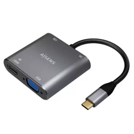 (A109-0626) AISENS CONVERSOR USB-C A VGA/HDMI 4K/USB3.0/USB-C PD