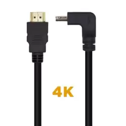 (A120-0457) AISENS CABLE HDMI V2.0 ACODADO PREMIUM ALTA VELOCIDAD HEC 4K@60HZ 18GBPS A/M - A/M NEGRO 2M