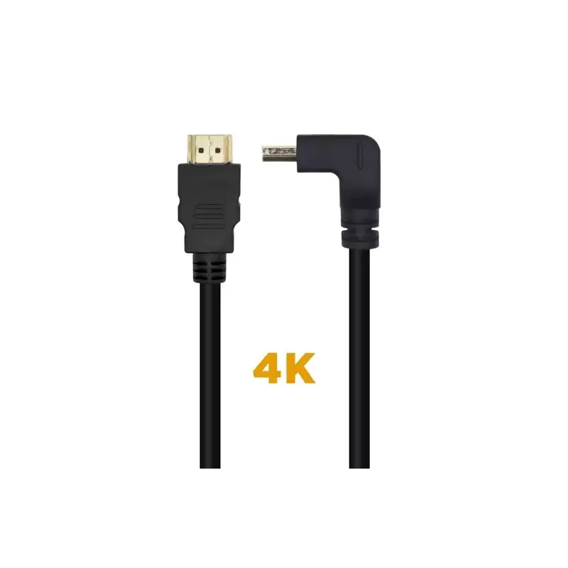 (A120-0457) AISENS CABLE HDMI V2.0 ACODADO PREMIUM ALTA VELOCIDAD HEC 4K@60HZ 18GBPS A/M - A/M NEGRO 2M