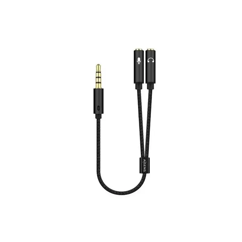 (A128-0416) AISENS CABLE ADAPTADOR AUDIO JACK 3.5 4 PINES/M-2XJACK 3.5 3 PINES/H