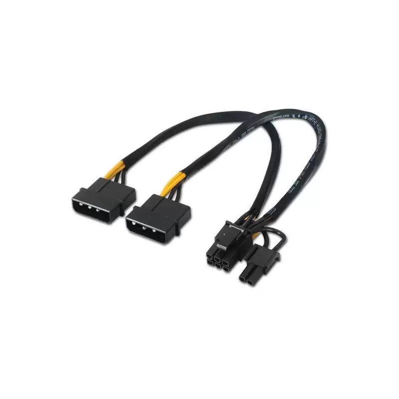 (A131-0165) AISENS CABLE TARJETA GRÁFICA 2XMOLEX 4PIN/M - PCI-E (MOLEX 6+2PIN)/M NEGRO 20CM