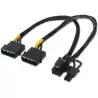 (A131-0165) AISENS CABLE TARJETA GRÁFICA 2XMOLEX 4PIN/M - PCI-E (MOLEX 6+2PIN)/M NEGRO 20CM