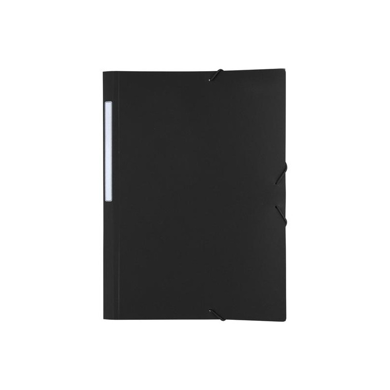 (04800010) GRAFOPLÁS CARPETA CON GOMAS POLIGRAF 3 SOLAPAS FOLIO PP OPACO NEGRO