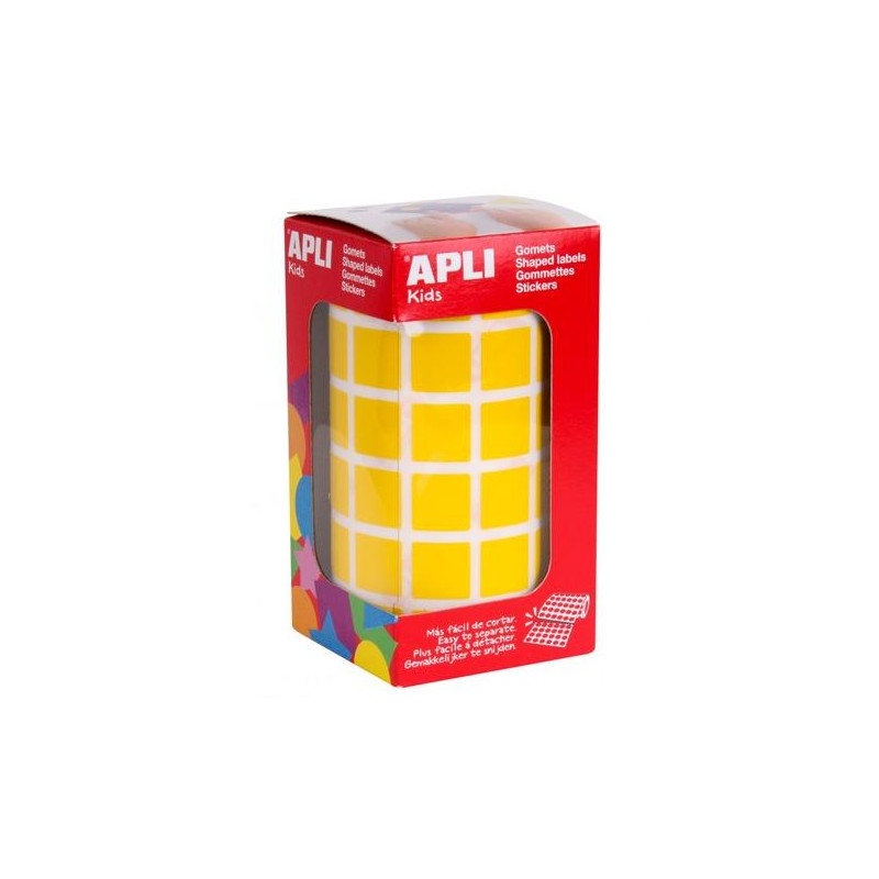 (12475) APLI GOMETS CUADRADOS 15MM ROLLO AMARILLO