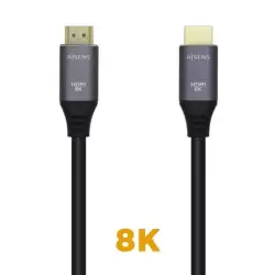 (A150-0425) AISENS CABLE HDMI V2.1 PREMIUM ALTA VELOCIDAD HEC 8K@60HZ 48GBPS A/M - A/M GRIS/NEGRO 0