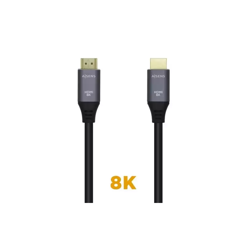 (A150-0425) AISENS CABLE HDMI V2.1 PREMIUM ALTA VELOCIDAD HEC 8K@60HZ 48GBPS A/M - A/M GRIS/NEGRO 0