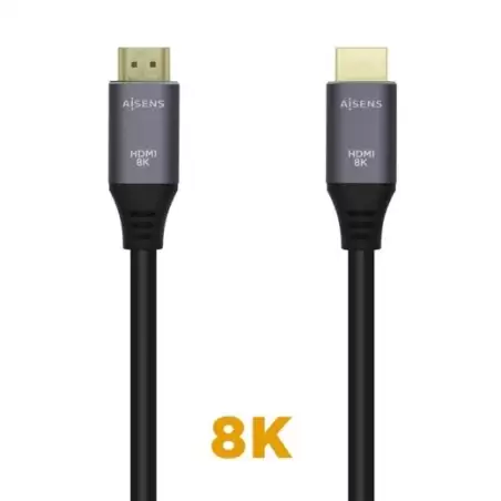 (A150-0426) AISENS CABLE HDMI V2.1 PREMIUM ALTA VELOCIDAD HEC 8K@60HZ 48GBPS A/M - A/M GRIS/NEGRO 1