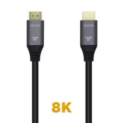 (A150-0427) AISENS CABLE HDMI V2.1 PREMIUM ALTA VELOCIDAD HEC 8K@60HZ 48GBPS A/M - A/M GRIS/NEGRO 1