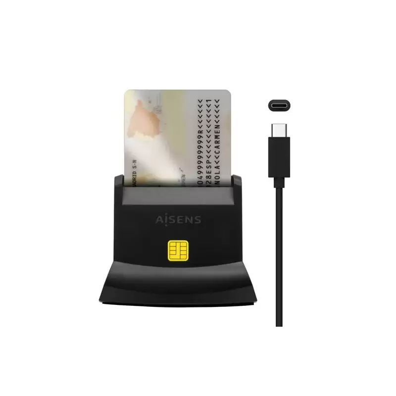 (ASCR-SN04CSD-BK) AISENS LECTOR DE TARJETAS INTELIGENTE DNI CON LECTOR DE TARJETAS SIM
