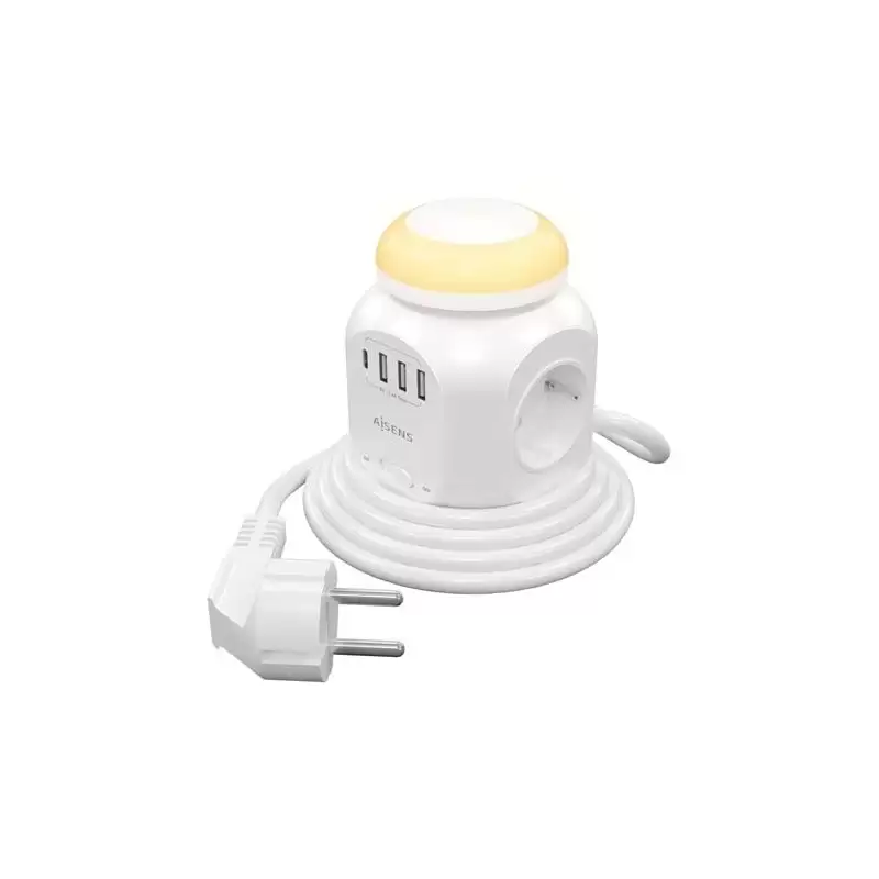 (ASPS-3A1CL01-W) AISENS REGLETA DE ENCHUFES SOBREMESA MULTIFUNCION CON 4 TOMAS + 1XUSB-C