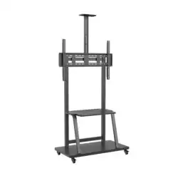 (FT100E-135) AISENS SOPORTE DE SUELO ECO CON RUEDAS + BANDEJA DE DVD + SOPORTE PARA CAMARA 150 KG TV-37-100" NEGRO
