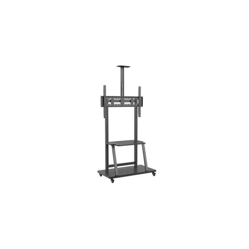 (FT100E-135) AISENS SOPORTE DE SUELO ECO CON RUEDAS + BANDEJA DE DVD + SOPORTE PARA CAMARA 150 KG TV-37-100" NEGRO