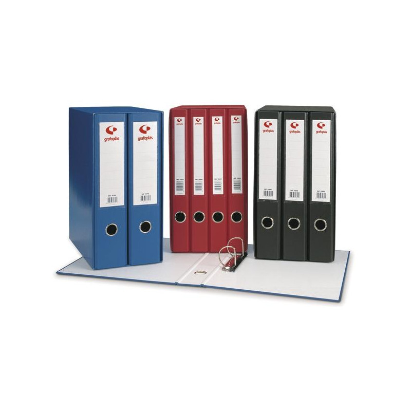 (07279230) GRAFOPLAS MÓDULO GRAFCOLOR 2 ARCHIVADORES PALANCA 2 ANILLAS MIXTAS 65MM FOLIO CUBIERTA FORRADA PP AZUL