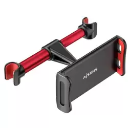 (MSC1P-105) AISENS SOPORTE DE COCHE AJUSTABLE 1 PIVOTE PARA REPOSACABEZAS PARA TELEFONO/TABLET NEGRO/ROJO