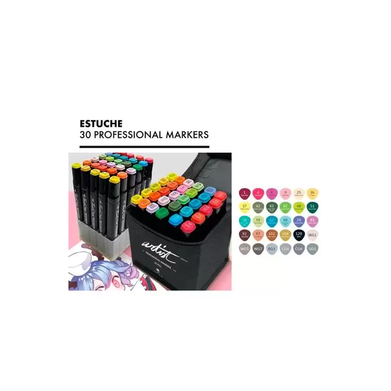 (AB-0730) ALEX BOG ROTULADORES LUXURY CANVAS GAMA ARTIST DOBLE PUNTA FINA/BISELADA C/SURTIDOS ESTUCHE DE LUJO 30 UD