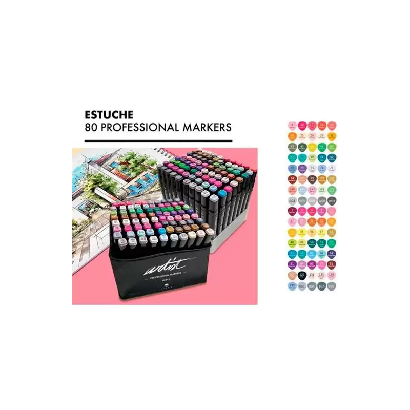 (AB-0780) ALEX BOG ROTULADORES LUXURY CANVAS GAMA ARTIST DOBLE PUNTA FINA/BISELADA C/SURTIDOS ESTUCHE DE LUJO 80 UD