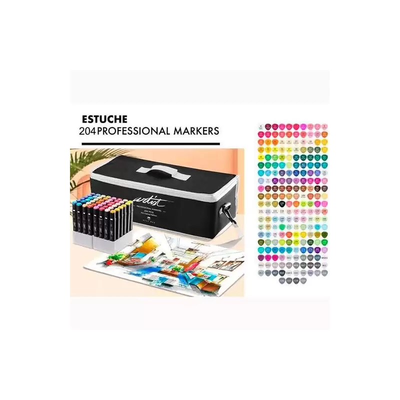 (AB-1204) ALEX BOG ROTULADORES LUXURY CANVAS GAMA ARTIST DOBLE PUNTA FINA/BISELADA C/SURTIDOS ESTUCHE MALETÍN 204 UD