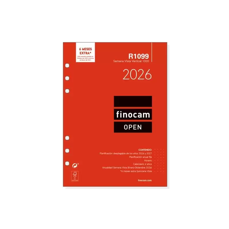 (711520026) FINOCAM RECAMBIO ANUAL AGENDA DE ANILLAS OPEN R1099 1000-155X215MM SVV 2026
