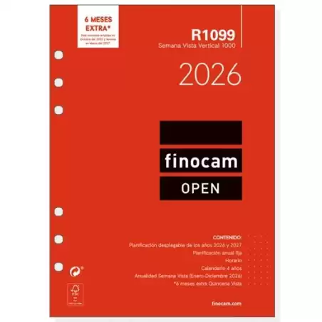 (711520026) FINOCAM RECAMBIO ANUAL AGENDA DE ANILLAS OPEN R1099 1000-155X215MM SVV 2026