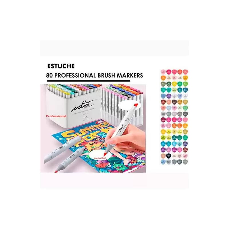 (AB-1280) ALEX BOG ROTULADORES CANVAS LUXE PROFESSIONAL BRUSH MARKET DOBLE PUNTA BISELADA/PINCEL C/SURTIDOS ESTUCHE 80 UD