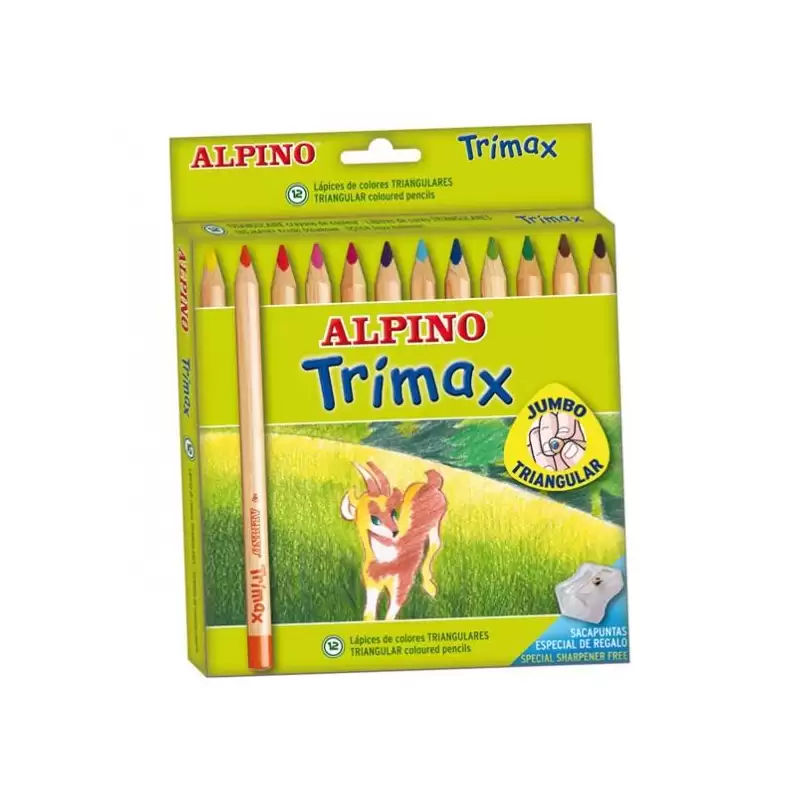 (AL000113) ALPINO LÁPICES DE COLORES TRIMAX 177MM + SACAPUNTAS C/SURTIDOS ESTUCHE 12 UD