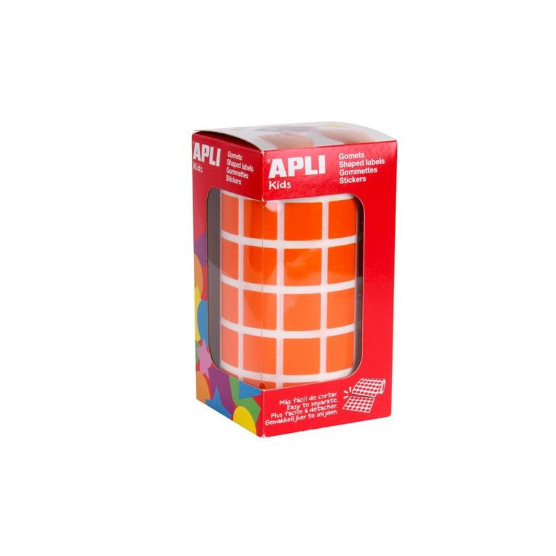 (12479) APLI GOMETS CUADRADOS 15MM ROLLO NARANJA -ROLLO 2832 UNIDADES-