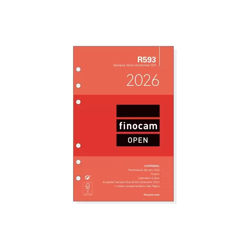 (711580026) FINOCAM RECAMBIO ANUAL AGENDA DE ANILLAS OPEN R593 500-117X181MM SVH 2026