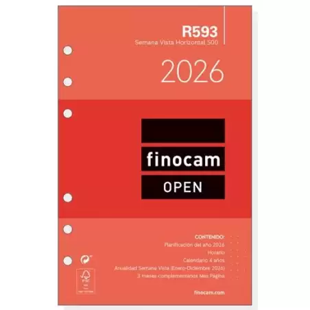 (711580026) FINOCAM RECAMBIO ANUAL AGENDA DE ANILLAS OPEN R593 500-117X181MM SVH 2026
