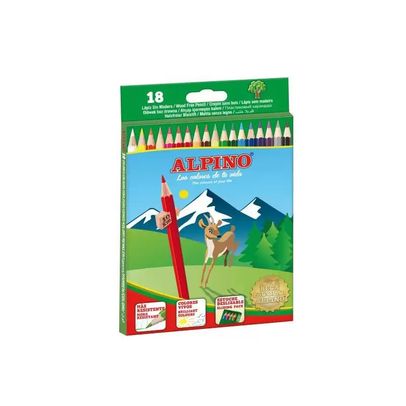 (AL010656) ALPINO LÁPICES DE COLORES 175MM C/SURTIDOS ESTUCHE 18 UD