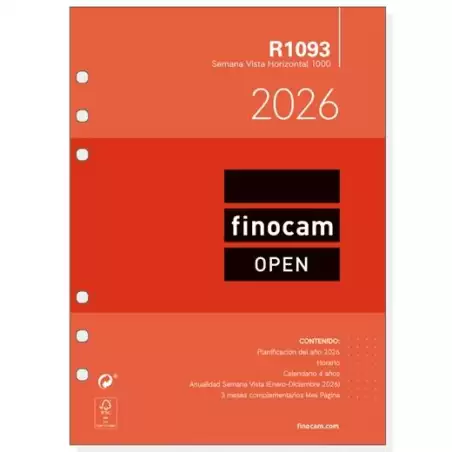 (711590026) FINOCAM RECAMBIO ANUAL AGENDA DE ANILLAS OPEN R1093 1000-155X215MM SVH 2026
