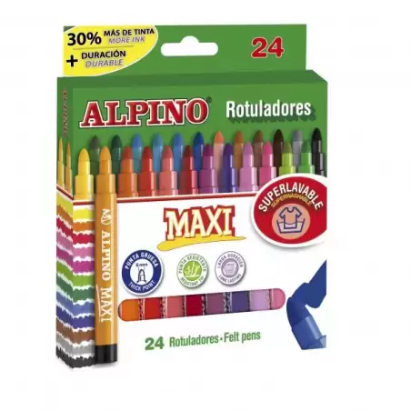 (AR000007N) ALPINO ROTULADORES MAXI PUNTA GRUESA ESTUCHE DE 24 C/SURTIDOS