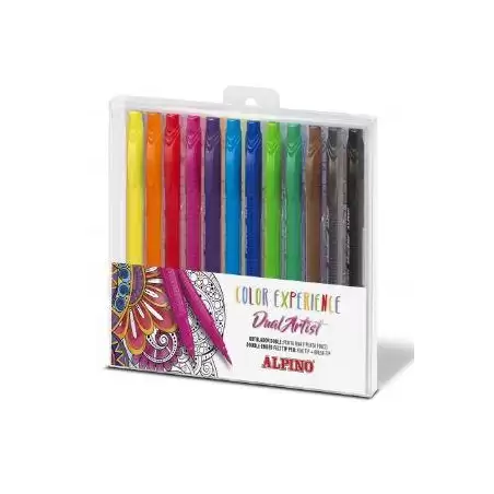 (AR000186) ALPINO ROTULADORES COLOR EXPERIENCE DUAL ARTIST DOBLE PUNTA PERFILA/COLOREA C/SURTIDOS ESTUCHE 12 UD