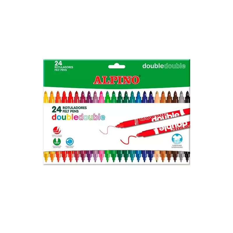 (AR002058N) ALPINO ROTULADORES DOUBLE DOBLE PUNTA FINA/GRUESA ESTUCHE 24 C/SURTIDOS