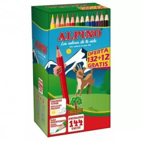 (C0131144) ALPINO LÁPICES DE COLORES FESTIVAL 175MM C/SURTIDOS CAJA 132+12 UD GRATIS