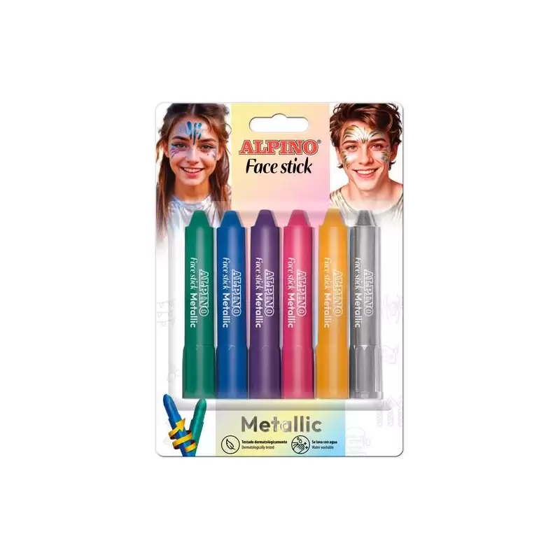 (DL000014M) ALPINO MAQUILLAJE EN BARRA METALLIC FACE STICK C/SURTIDOS BLÍSTER 6 UD