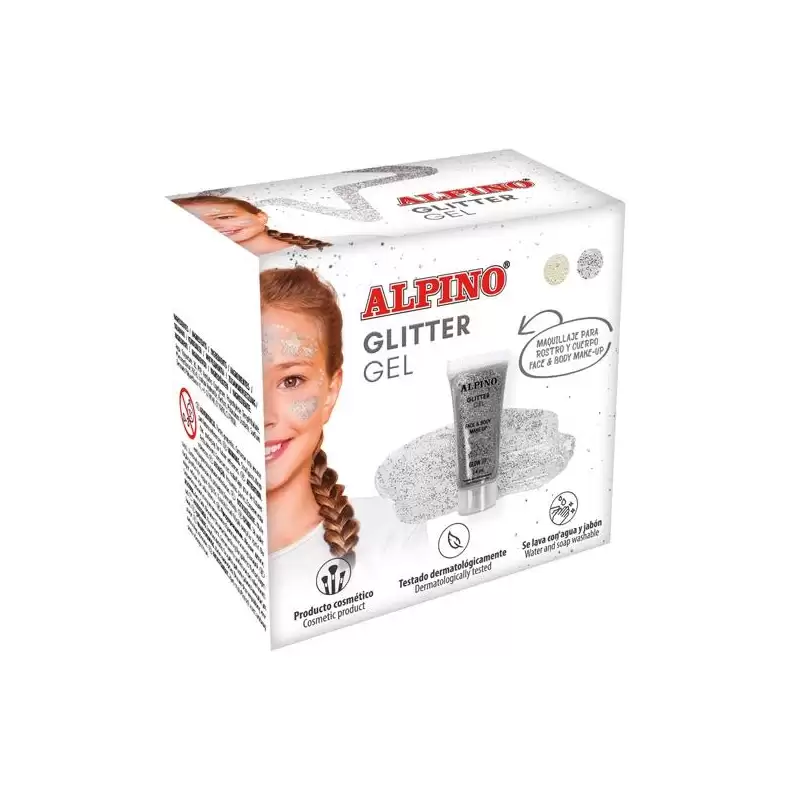 (DL000615) ALPINO GEL TRANSPARENTE CON PURPURINA GLITTER PLATA