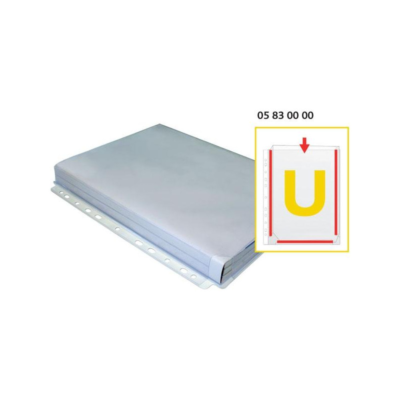 (05830000) GRAFOPLÁS BOLSA 5 FUNDAS A4 FUELLE EN U 11 TALADROS PVC TRANSPARENTE