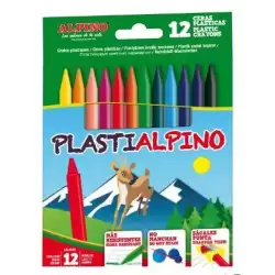 (PA000012) ALPINO CERAS PLÁSTICAS PLASTIALPINO 115MM NO MANCHAN ESTUCHE DE 12 C/SURTIDOS