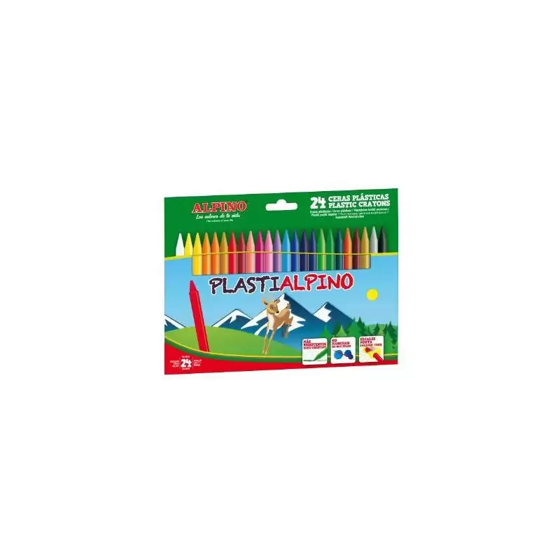 (PA000024) ALPINO CERAS PLÁSTICAS PLASTIALPINO 115MM NO MANCHAN ESTUCHE DE 24 C/SURTIDOS