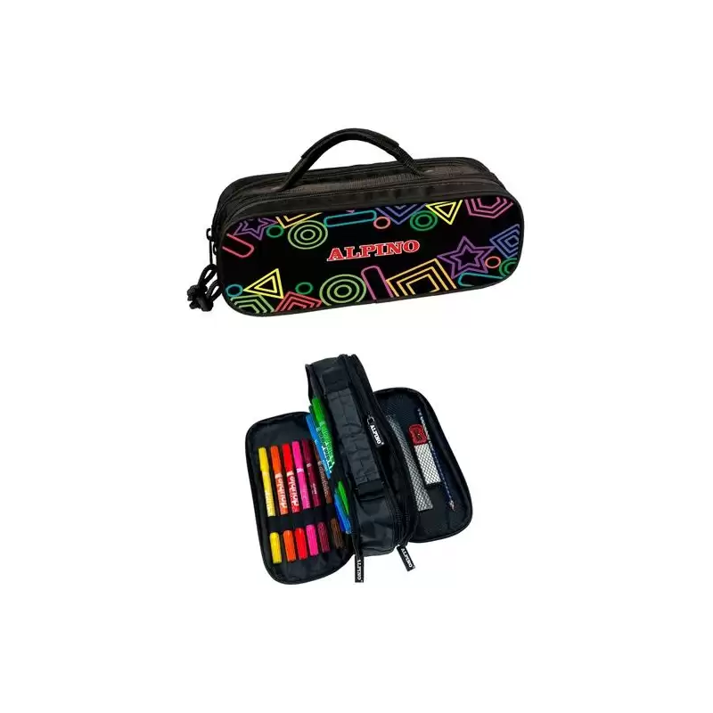 (UA000165) ALPINO PLUMIER MINI BLACK 3 COMPARTIMENTOS MATERIAL INCLUÍDO