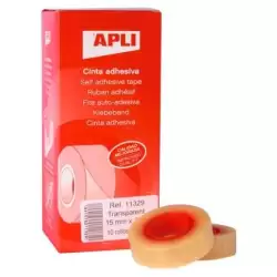(11329) APLI CINTA ADHESIVA TRANSPARENTE ROLLO 15MM X 33M