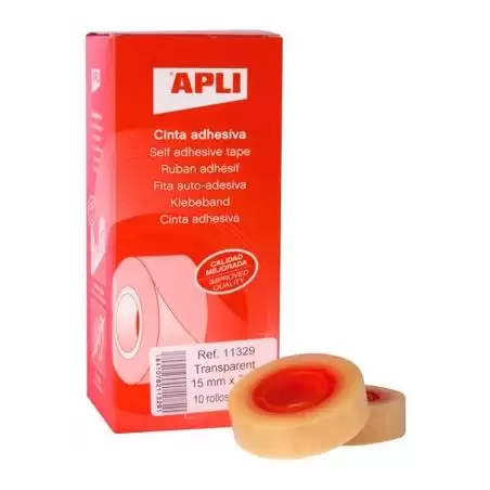 (11329) APLI CINTA ADHESIVA TRANSPARENTE ROLLO 15MM X 33M