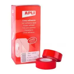 (12272) APLI CINTA ADHESIVA SILENCIOSA ROLLO 19MM X 33M PP CAJA 8 UD ROJO